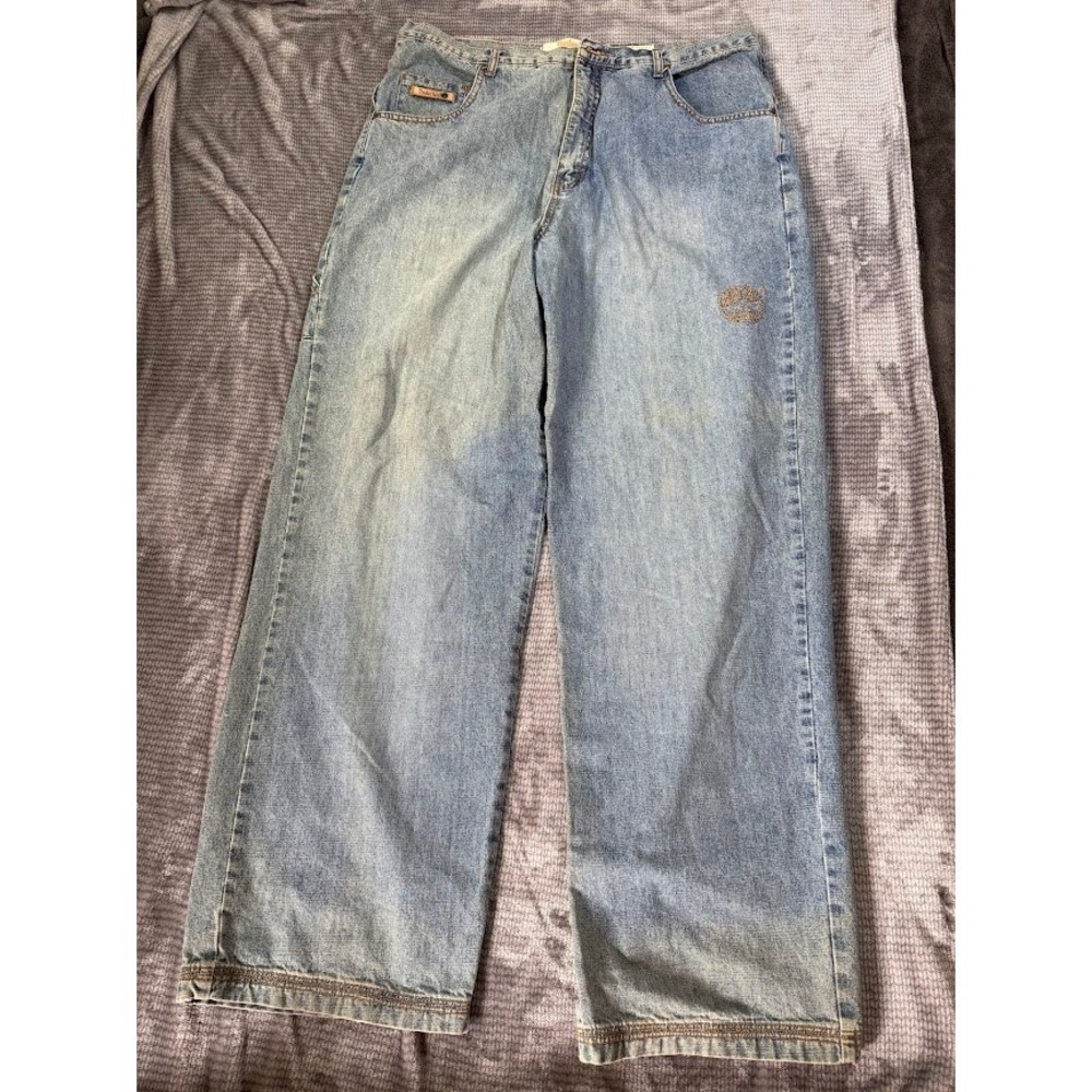 Timberland Vintage Baggy Wide Leg Jeans Light Wash Y2K Skater Denim Mens 38x32